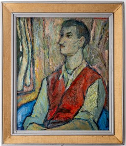 Maksymilian Stratanowski (1913-1987) Portret mężczyzny w czerwonej kamizelce, ok. 1960 r.