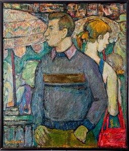 Maksymilian Stratanowski (1913-1987) Portret mężczyzny z papierosem, ok. 1970 r.. sygn.: ld. MS ol.pł: 88x70 cm