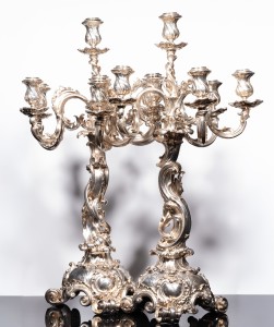 Para srebrnych kandelabrów rokokowych, Niemcy XIX w.