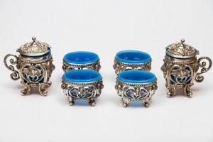 Srebrny zestaw do podawania kawioru, Francja XIX w.