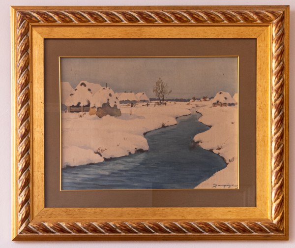 Marian Szczerbiński (1900-1981), "Pejzaż zimowy z rzeką", 1932 r.
