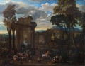 Pieter van Bredael (1629-1719), Kermis z targiem i przedstawieniem teatralnym  przed starożytnymi ruinami