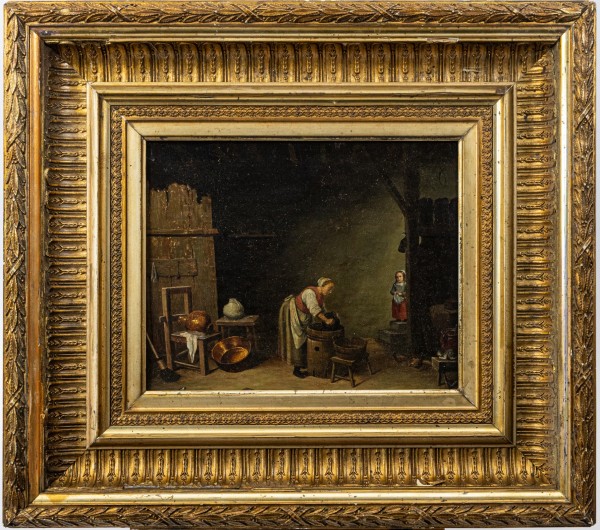 Malarz nierozpoznany, Niderlandy XVII/XVIII w. W kuchni, scena rodzajowa