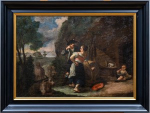 Malarz nierozpoznany, XVIII/XIX w. Scena rodzajowa, (Zaloty)