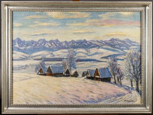 Michał Maksymilian  Rekucki, (1884-1971) Pejzaż zimowy z widokiem na Tatry, XXw. 