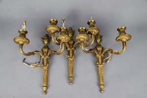 Komplet 3 aplik dwuświecowych, XIX/XX w.